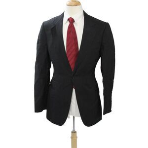 Armani Collezioni Men Suit Jacket Black Striped Designer Size 40